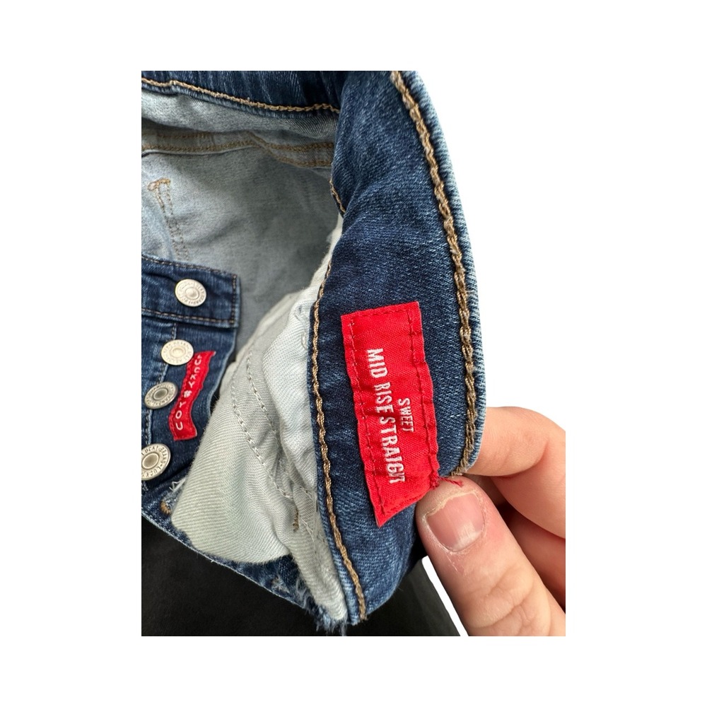 Lucky Brand Jeans Womens 6/28 Blue Sweet Mid Rise Straight Raw Hem Button Fly‎ - Picture 4 of 15